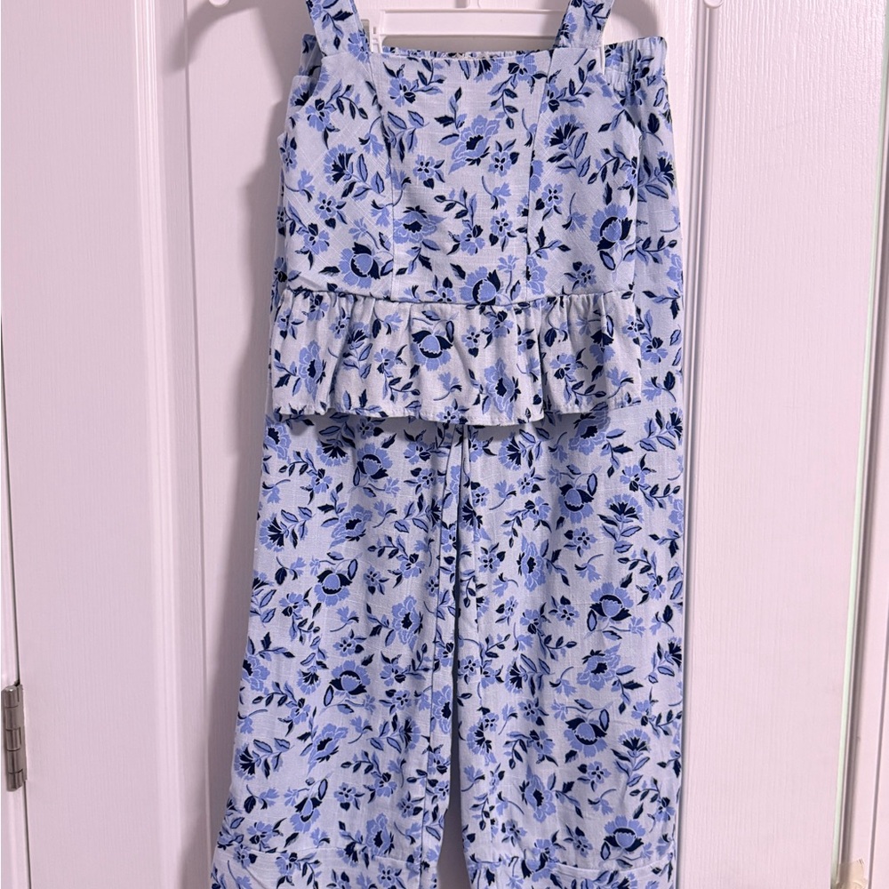 Leafy Blue Kids Jumpsuit